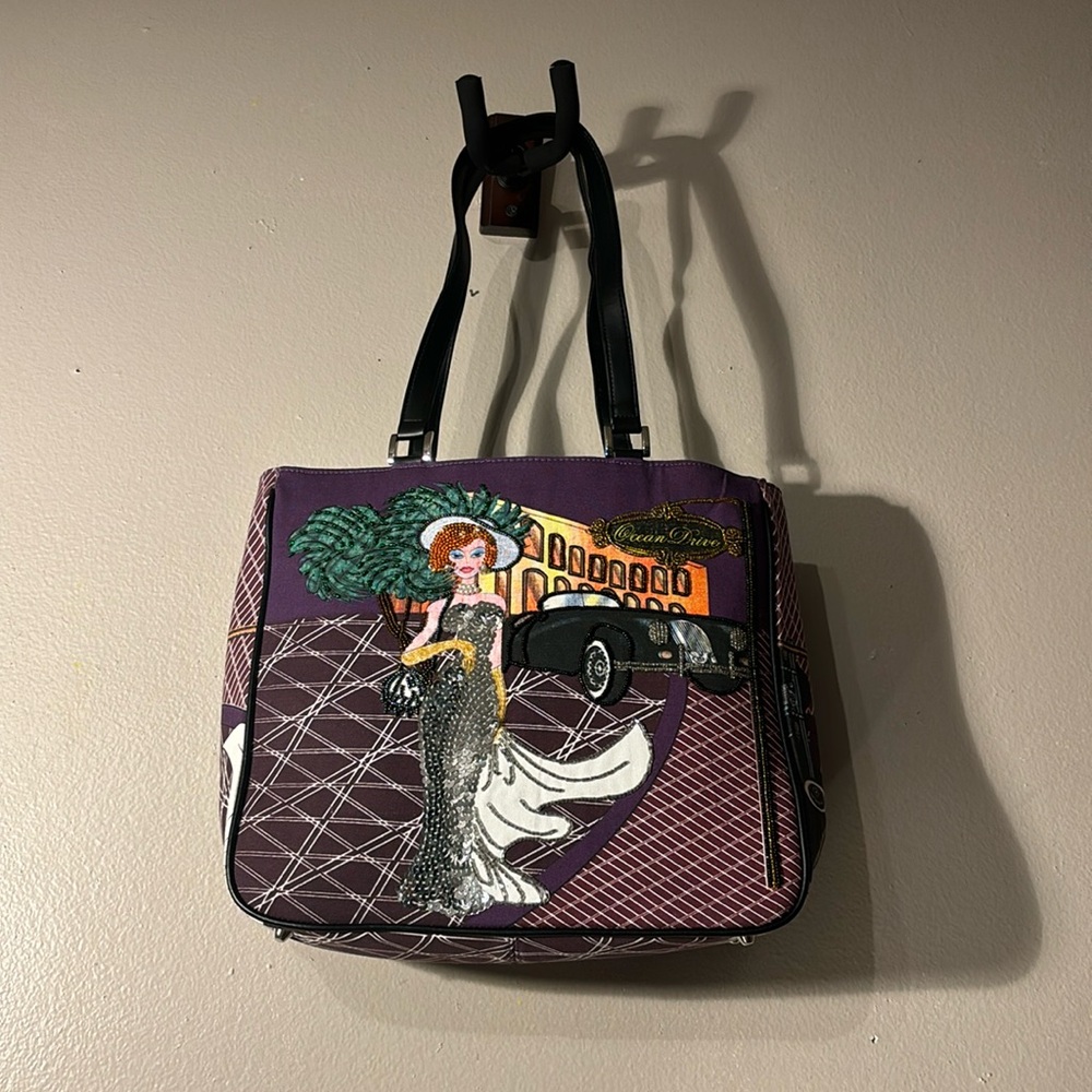 Prezzo Ocean Drive Sequins Bag Tote Purse Purple